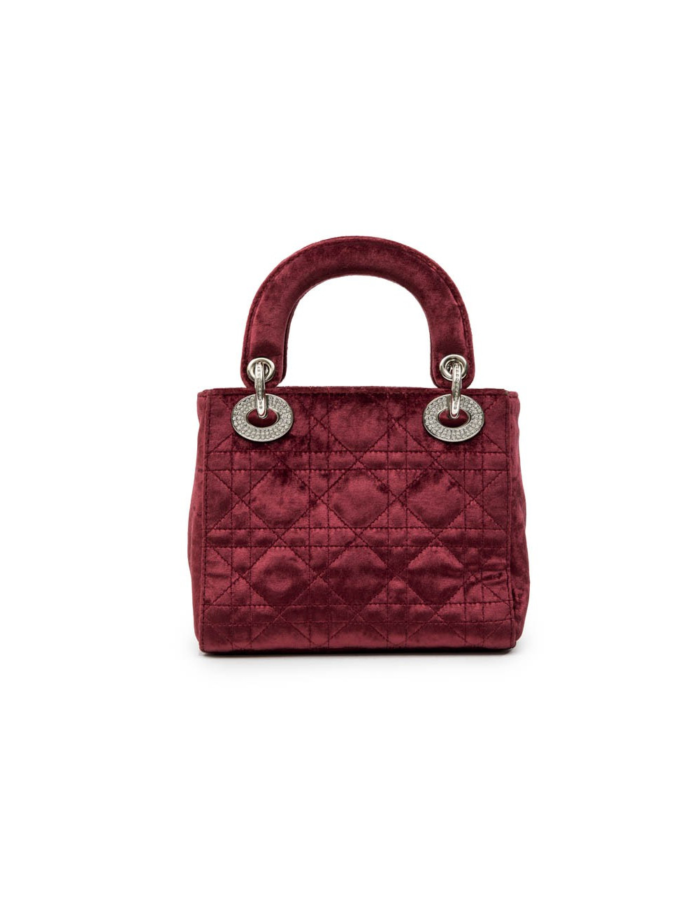 Mini sac Lady D CHRISTIAN DIOR en velours de soie rouge cardinal