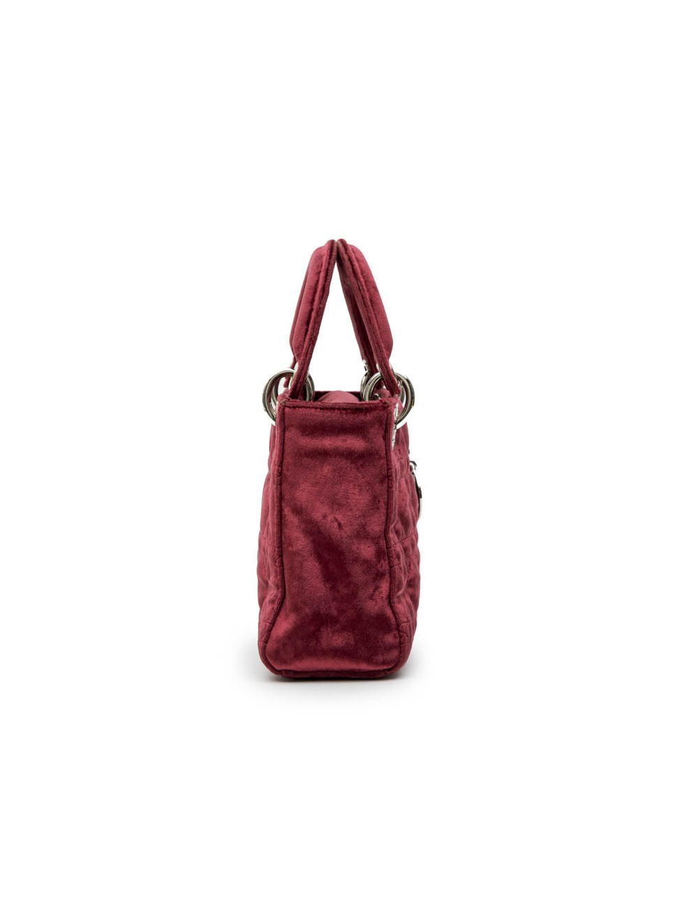 Mini sac Lady D CHRISTIAN DIOR en velours de soie rouge cardinal