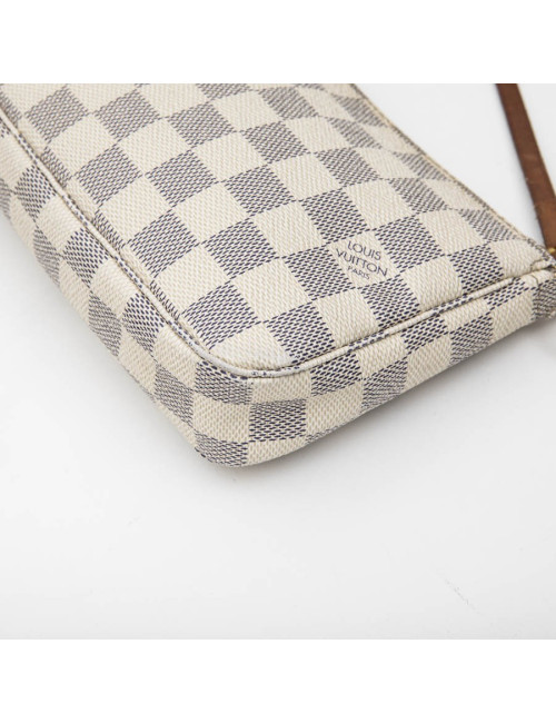 LOUIS VUITTON clutch bag in Azur checkered canvas and natural cow leather