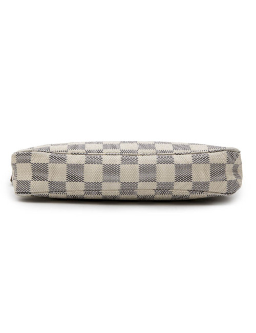 LOUIS VUITTON clutch bag in Azur checkered canvas and natural cow leather