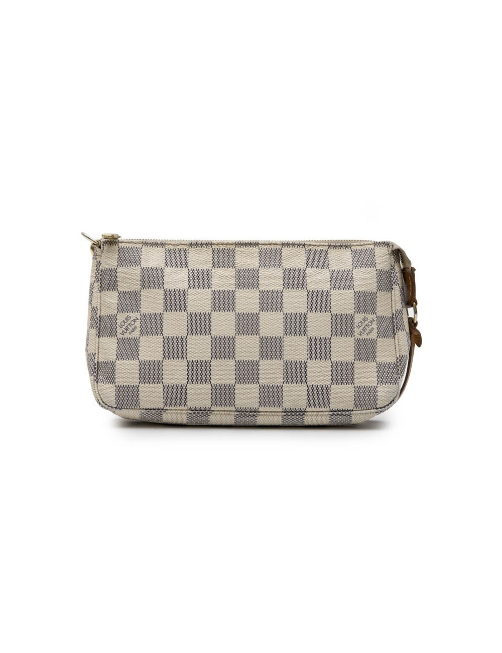 LOUIS VUITTON clutch bag in Azur checkered canvas and natural cow leather