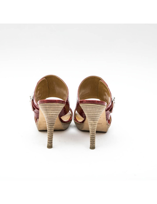 HERMES high heels mules in red alligator size 37FR