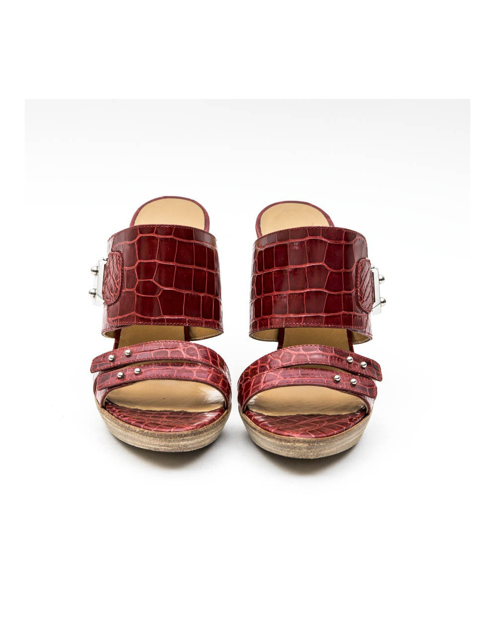 HERMES high heels mules in red alligator size 37FR