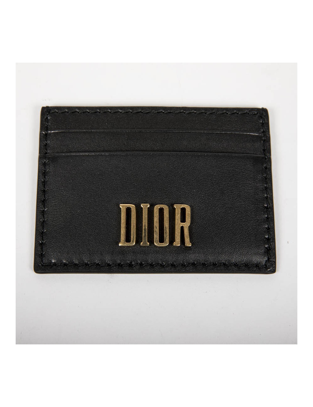 DIOR card holder in black smooth calf leather