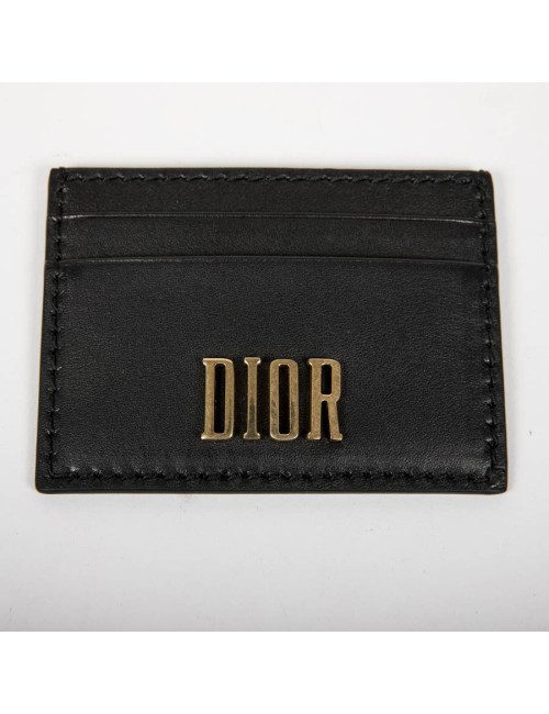 DIOR card holder in black smooth calf leather
