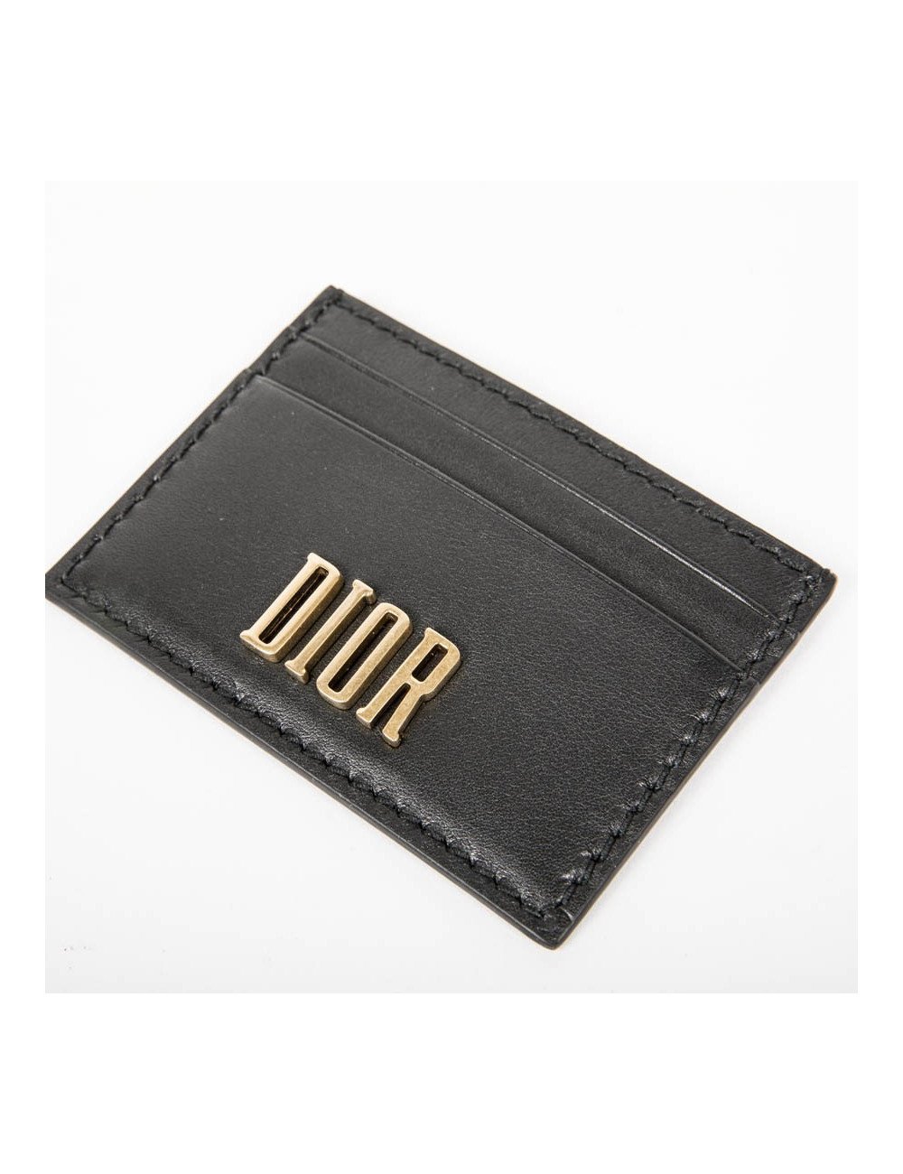 DIOR card holder in black smooth calf leather