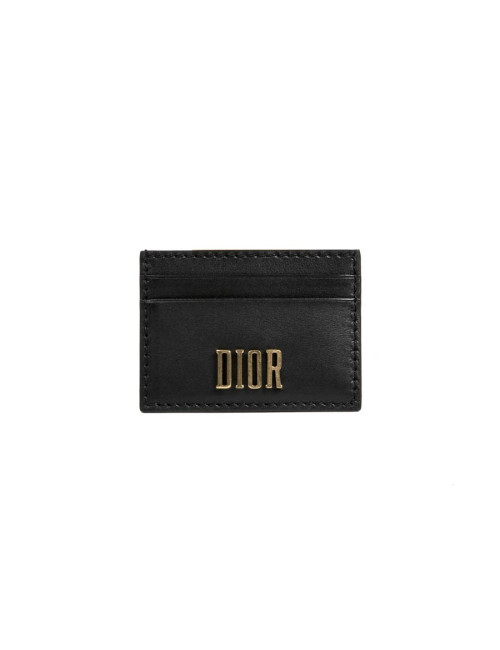 DIOR card holder in black smooth calf leather