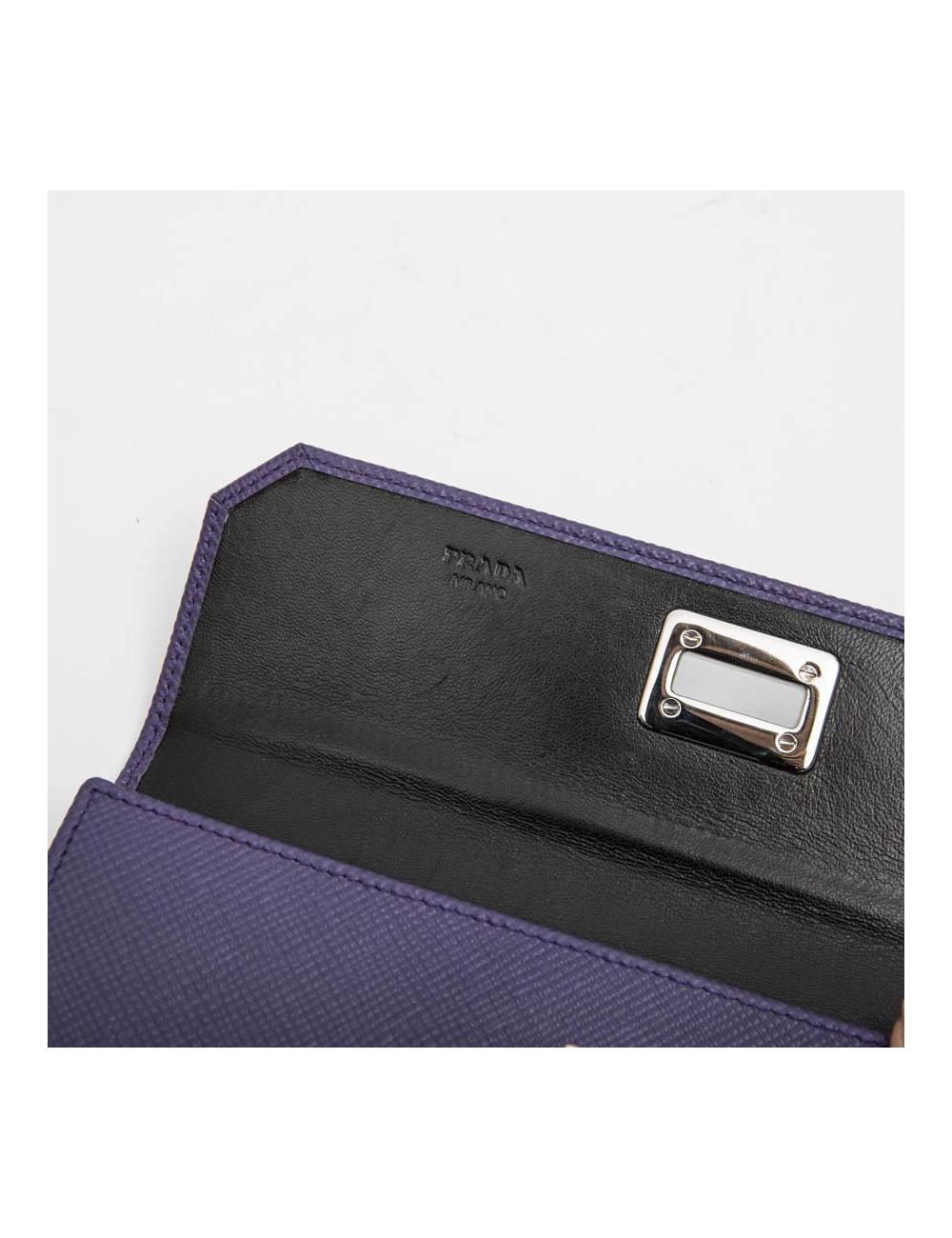 Pochette PRADA en cuir Saffiano violet