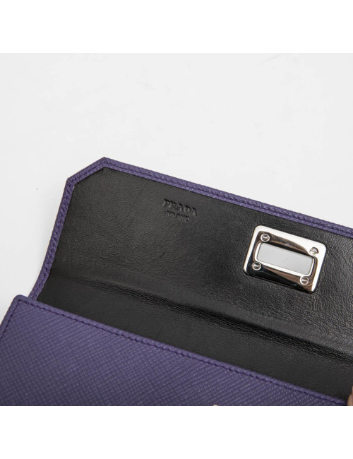 Pochette PRADA en cuir Saffiano violet