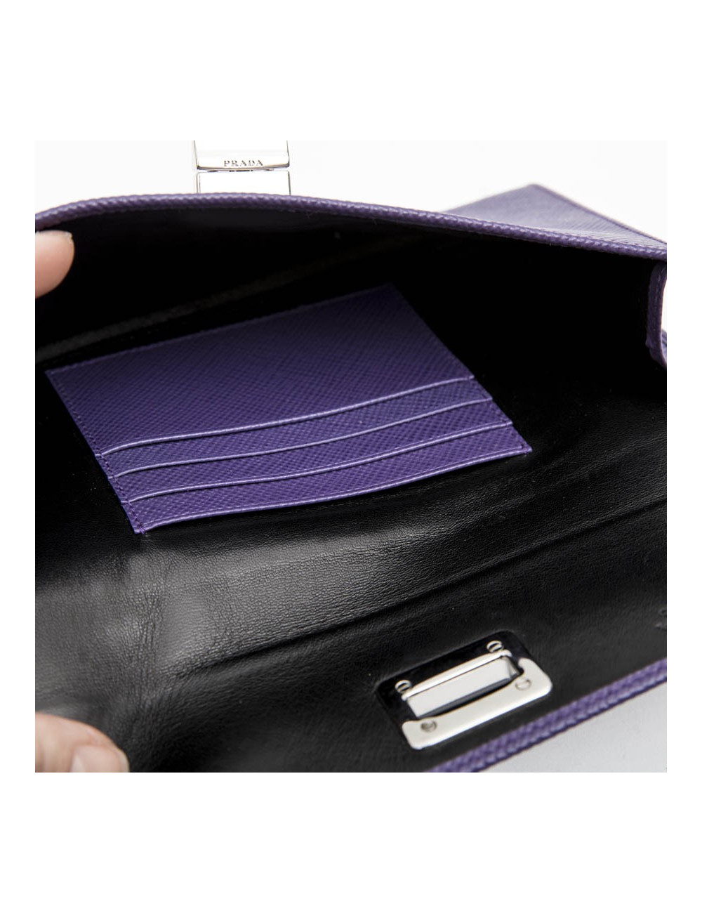 Pochette PRADA en cuir Saffiano violet
