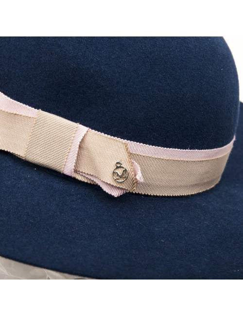 E.S Chapeau TM MAISON MICHEL en feutrine bleue