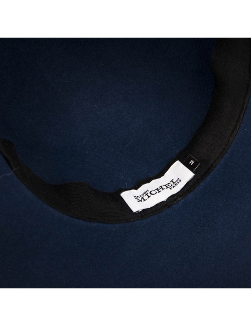 E.S Chapeau TM MAISON MICHEL en feutrine bleue