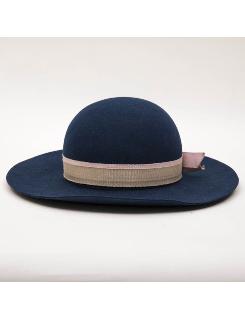 E.S Chapeau TM MAISON MICHEL en feutrine bleue