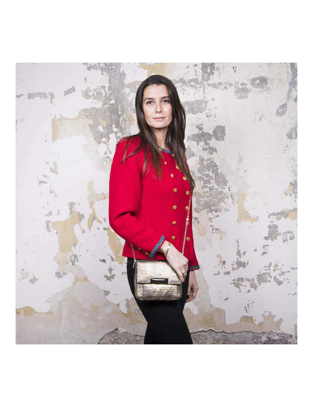 Sac en lézard doré SANTESTEBAN  