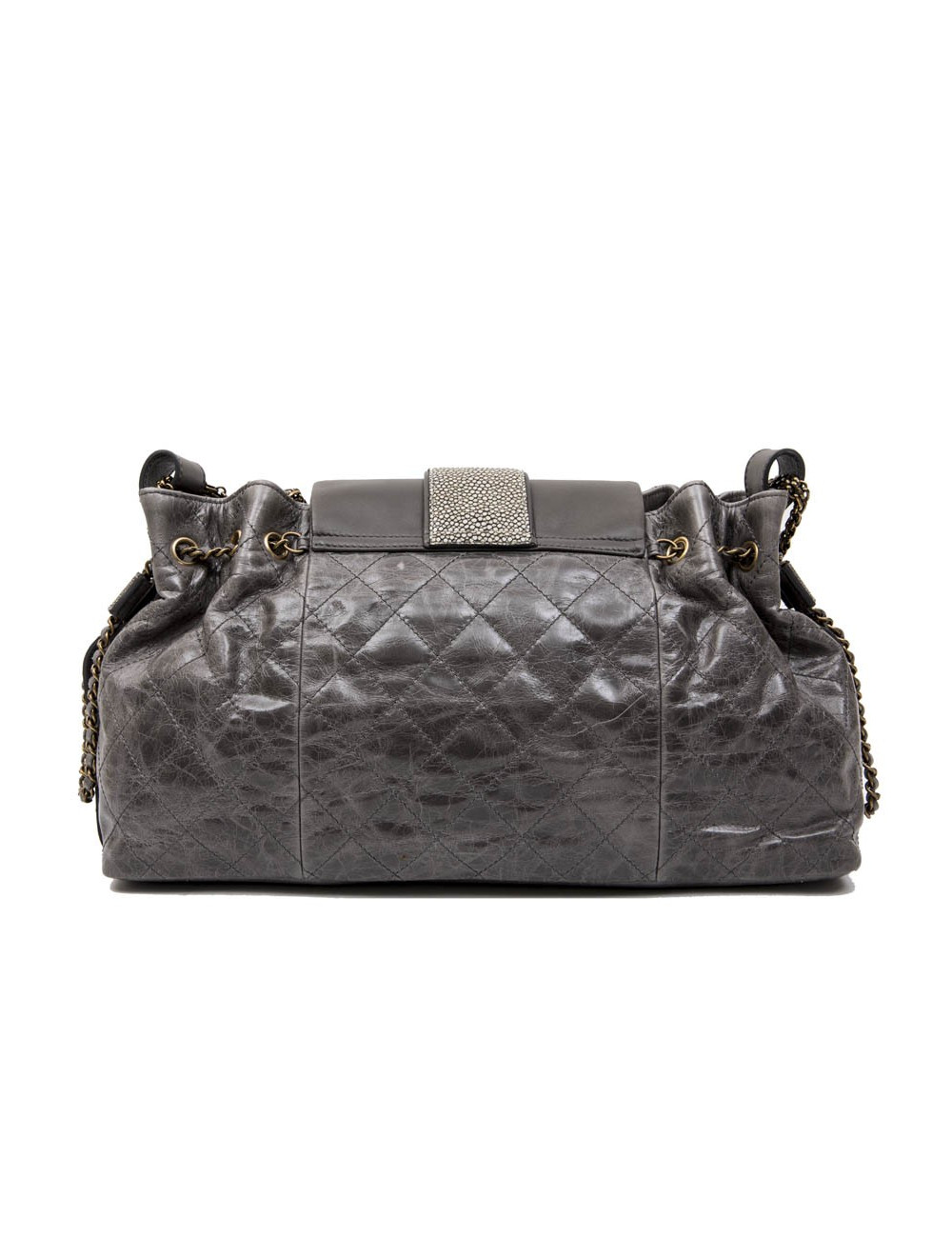Sac CHANEL en cuir vieilli gris en galuchat