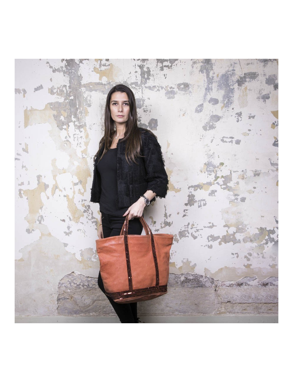 Cabas VANESSA BRUNO en cuir de vachette 