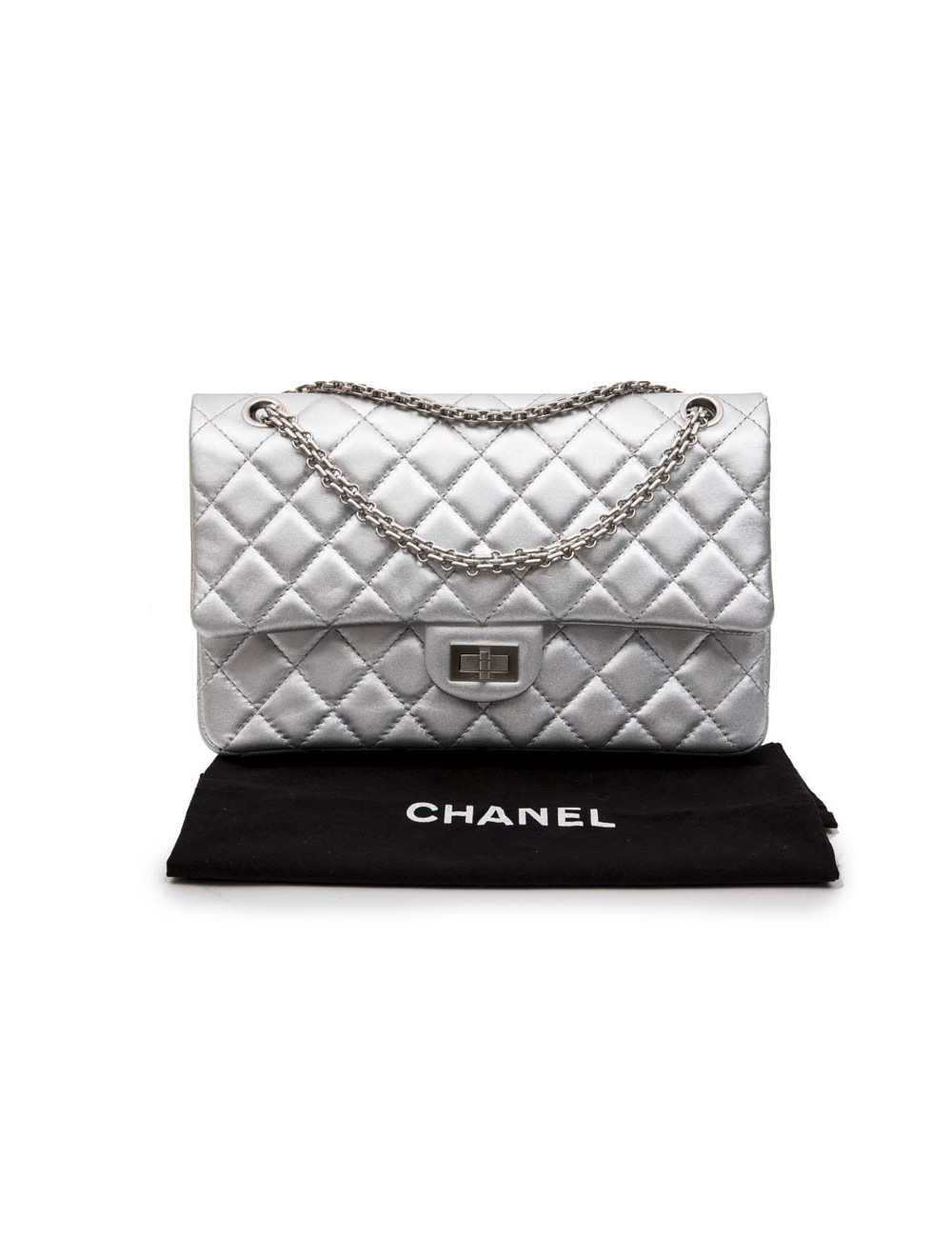 Sac timeless CHANEL cuir argent 