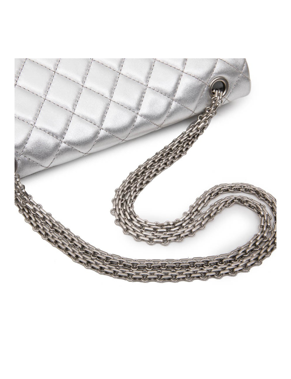 Sac timeless CHANEL cuir argent 