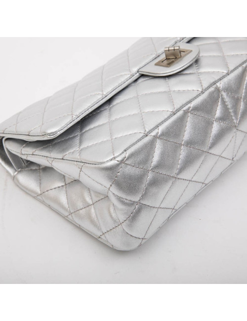 Sac timeless CHANEL cuir argent 