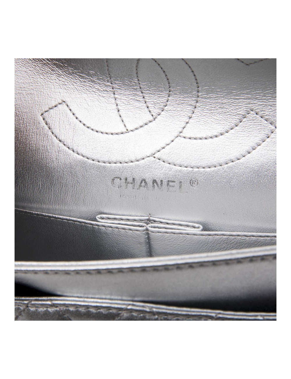 Sac timeless CHANEL cuir argent 