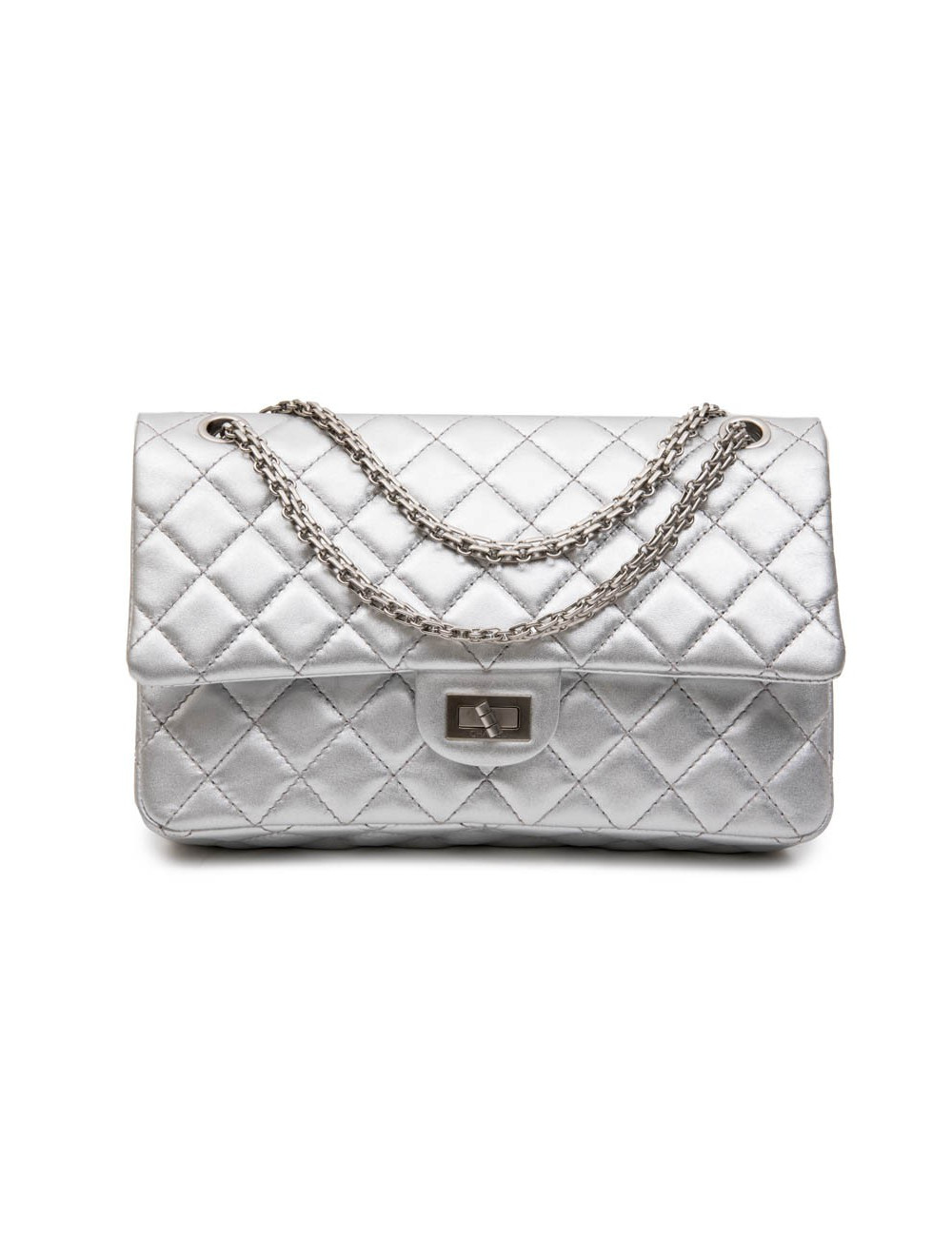 Sac timeless CHANEL cuir argent 