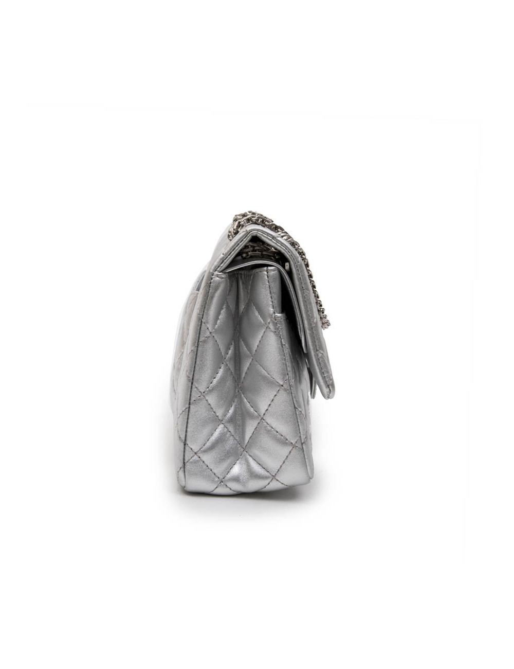 Sac timeless CHANEL cuir argent 