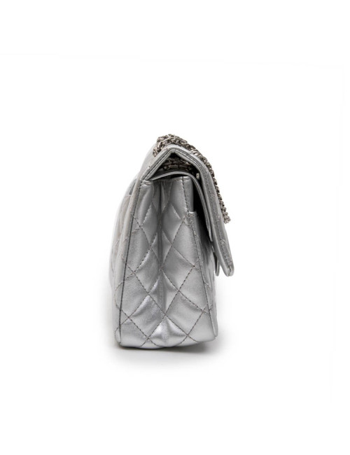 Sac timeless CHANEL cuir argent 