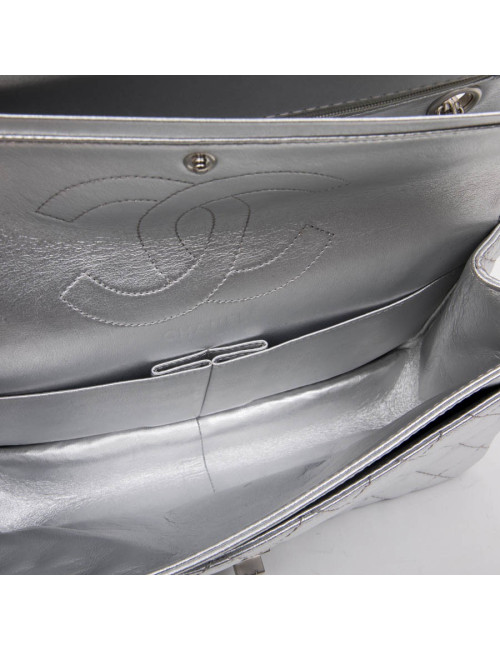 Sac timeless CHANEL cuir argent 