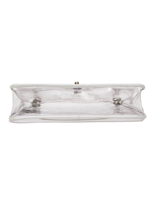 CHANEL Timeless bag in transparent plastic and piping in white lamb leather