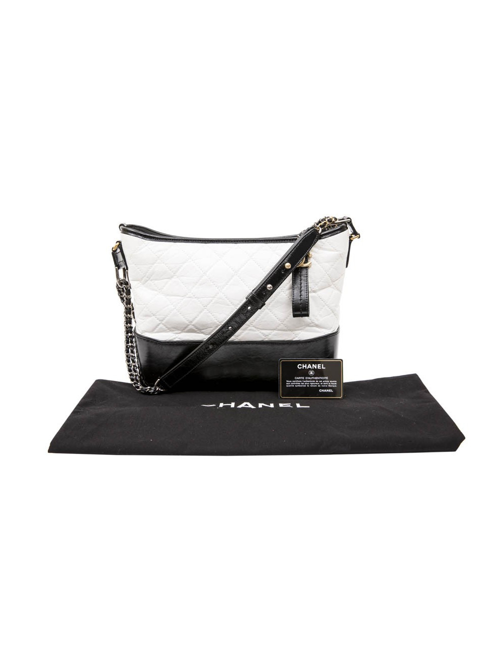 Sac Hobo Gabrielle CHANEL bicolore blanc et noir