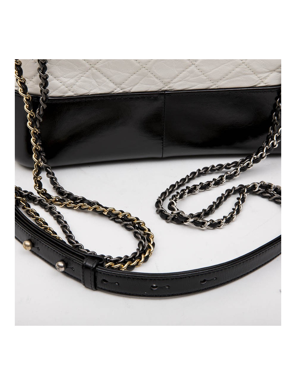 CHANEL Hobo Gabrielle bag in black and white leather