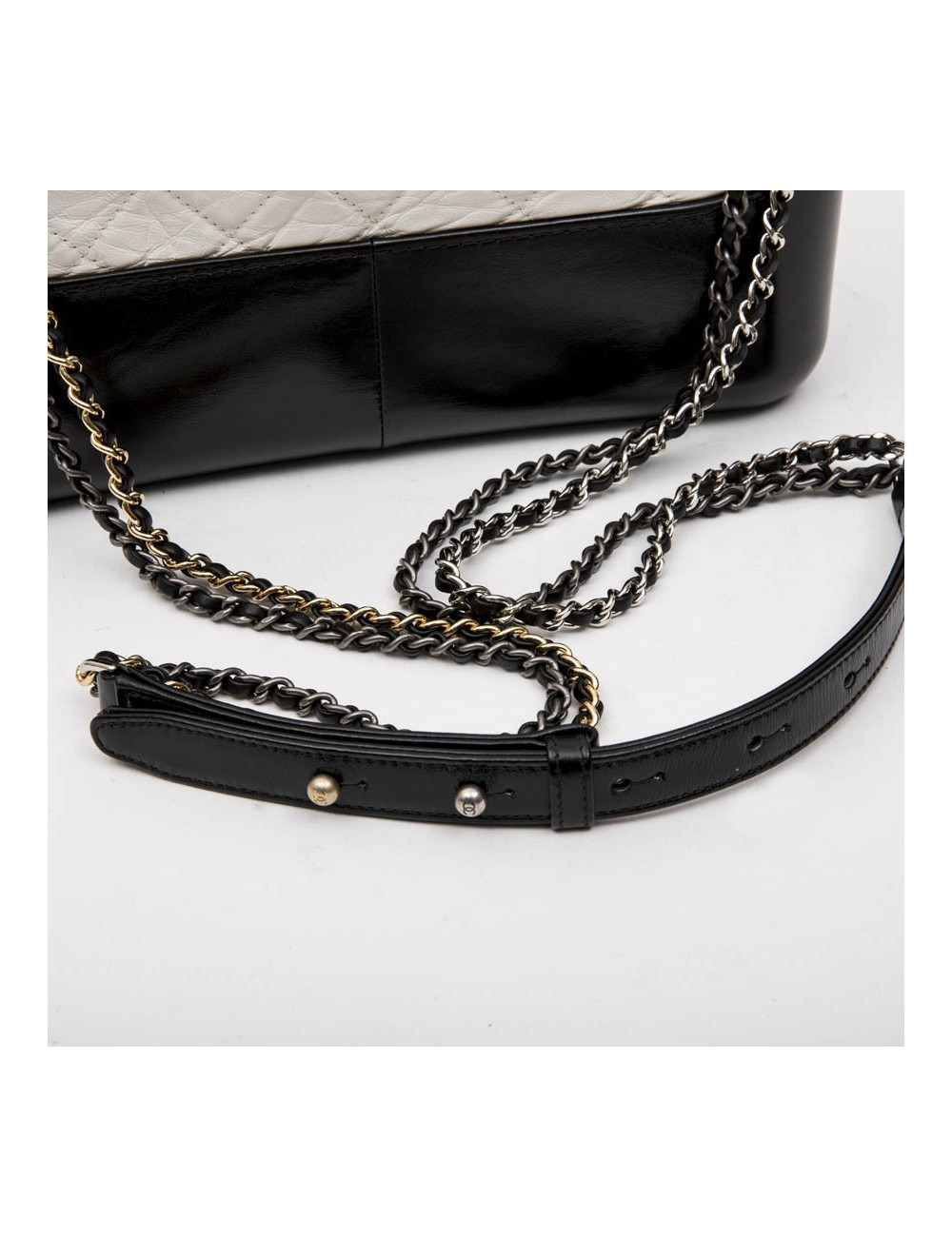 CHANEL Hobo Gabrielle bag in black and white leather