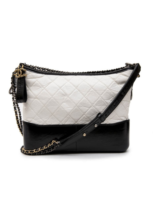 Sac Hobo Gabrielle CHANEL bicolore blanc et noir