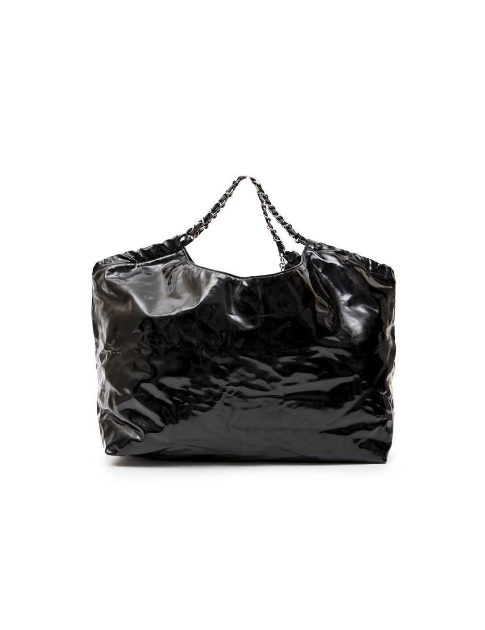 Cabas CHANEL en cuir verni noir