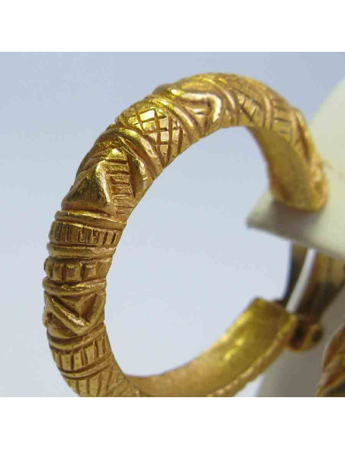  Boucles d'oreille créoles clips YSL YVES SAINT LAURENT Vintage en métal doré