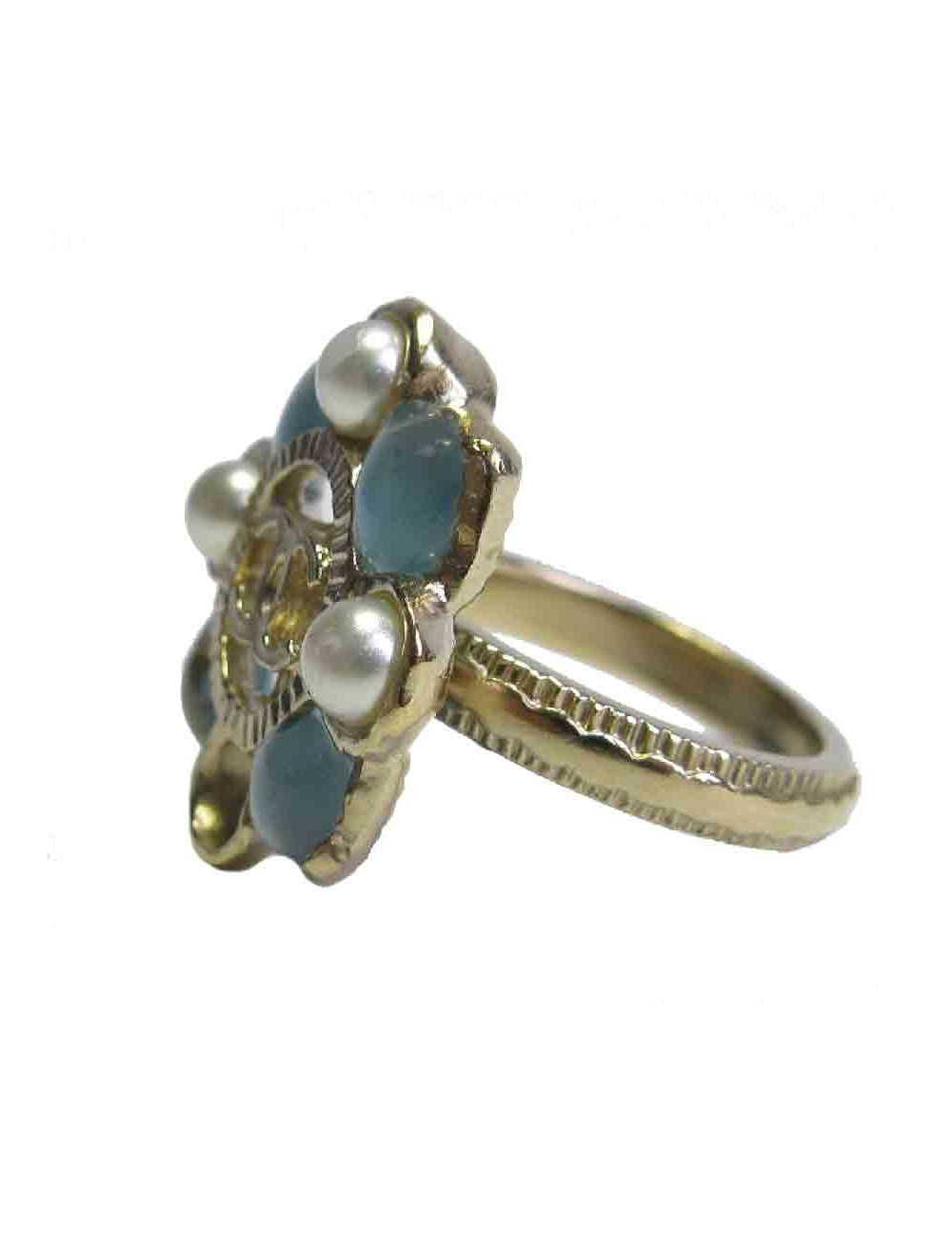 Bague CHANEL perles et bleu