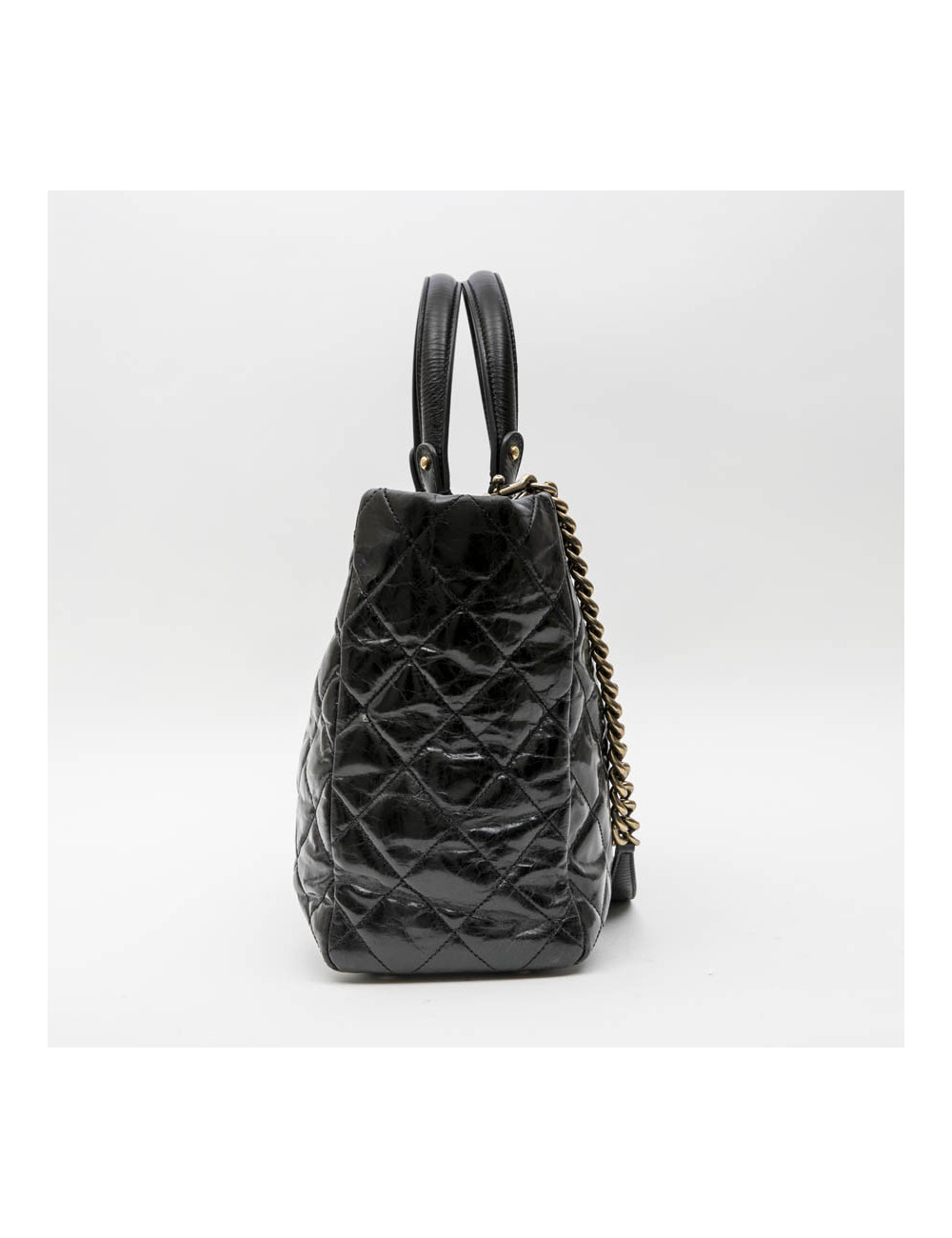 Sac cabas CHANEL cuir vieilli noir