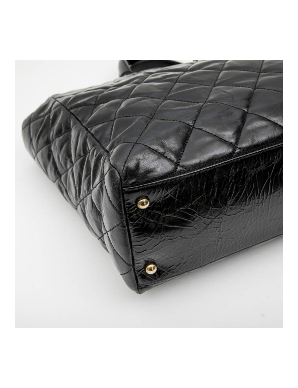 Sac cabas CHANEL cuir vieilli noir