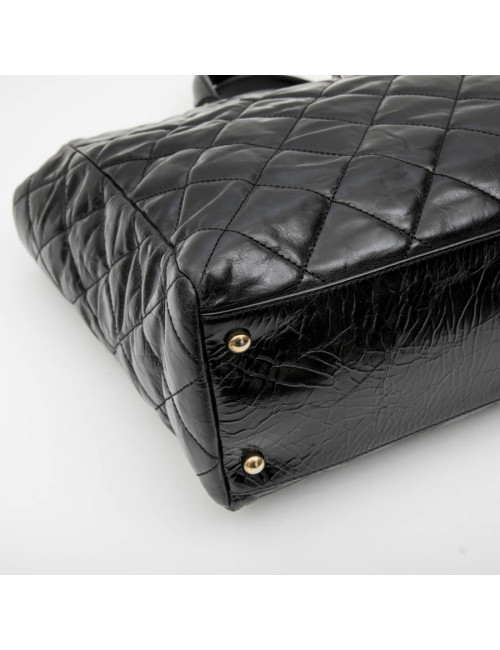 Sac cabas CHANEL cuir vieilli noir