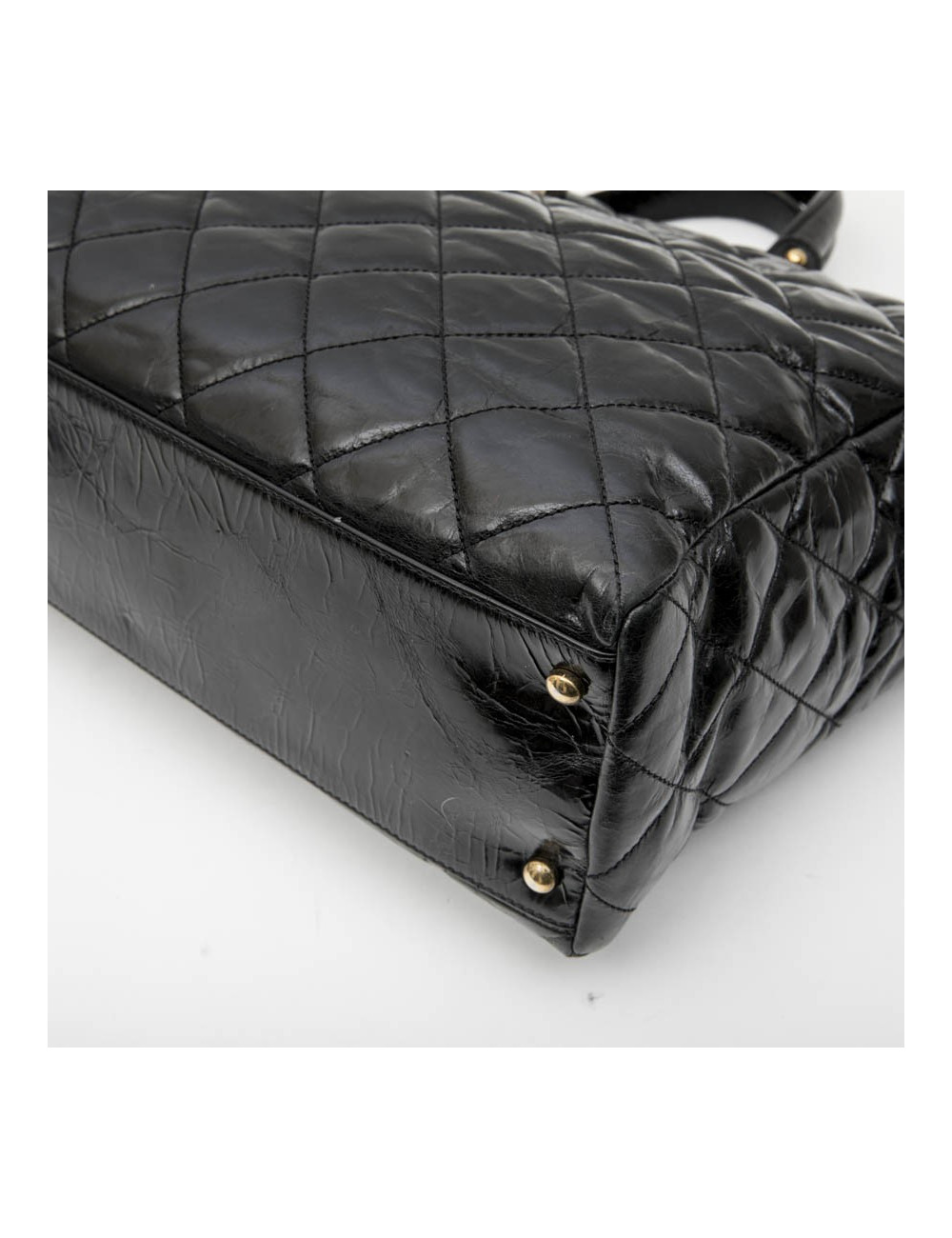 Sac cabas CHANEL cuir vieilli noir