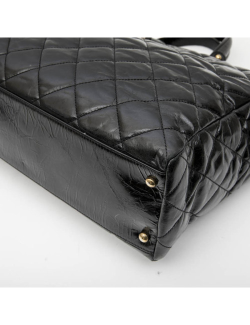 Sac cabas CHANEL cuir vieilli noir