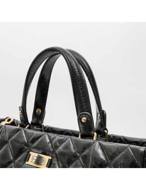 Sac cabas CHANEL cuir vieilli noir