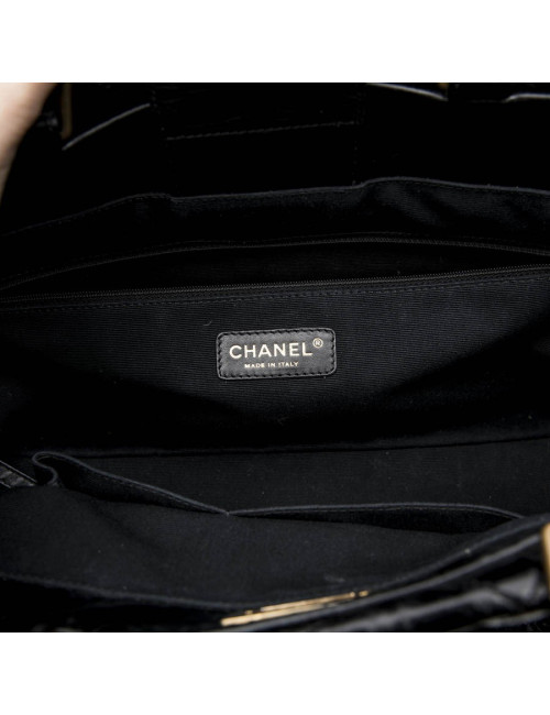 Sac cabas CHANEL cuir vieilli noir