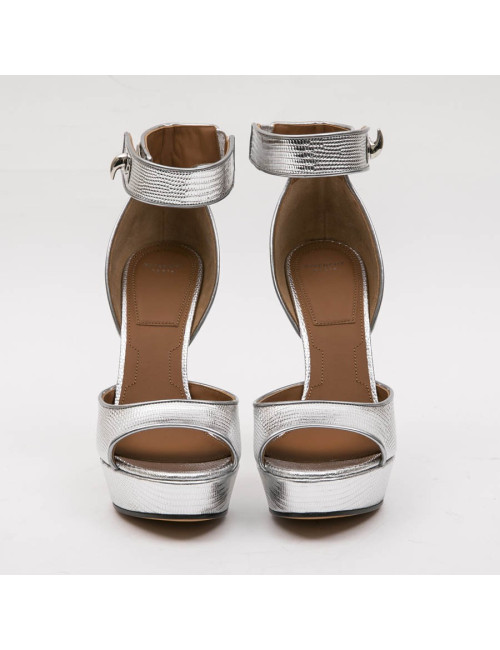 Sandales plates-formes en cuir effet lézard Shark Lock