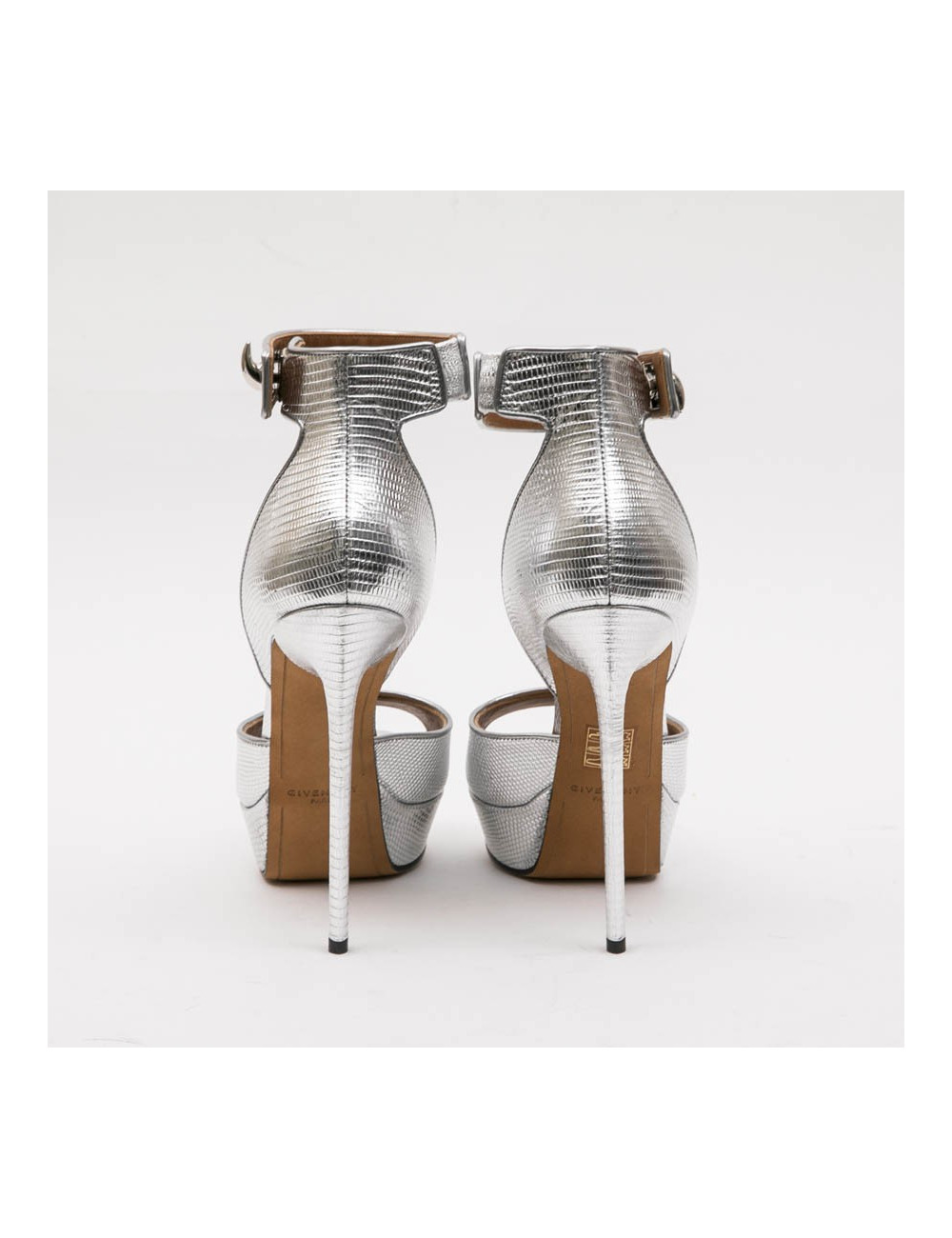 Sandales plates-formes en cuir effet lézard Shark Lock