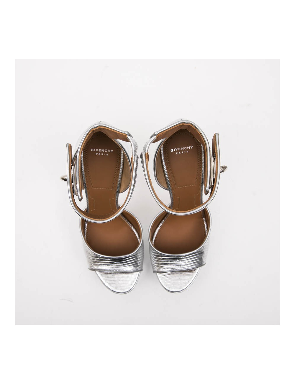 Sandales plates-formes en cuir effet lézard Shark Lock