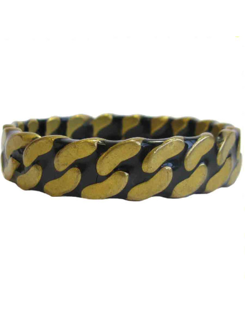 Bracelet CHANEL en métal motif chaine dorée et noire