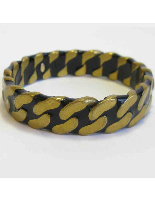 CHANEL black and gold metal chain pattern bracelet