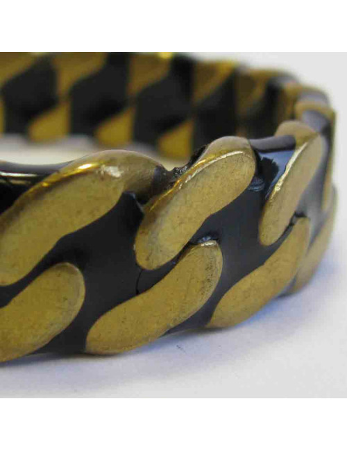 CHANEL black and gold metal chain pattern bracelet