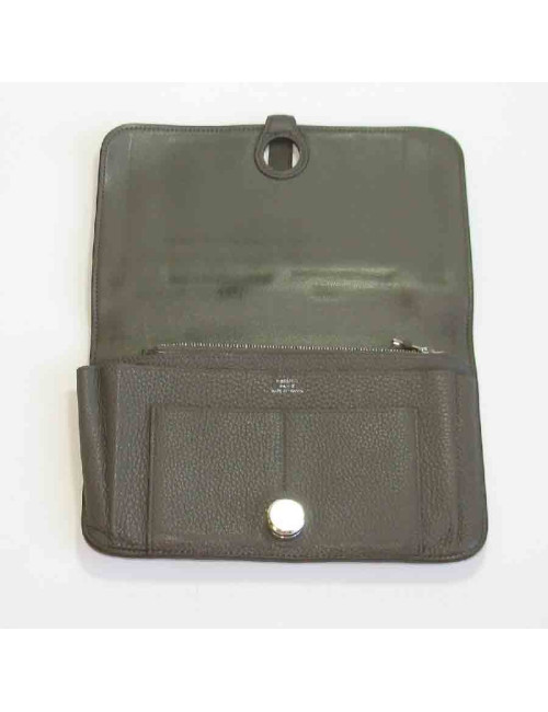 Portefeuille et pochette HERMES Dogon Duo en cuir togo étoupe